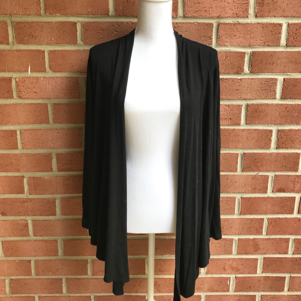 Slouchy open front black waterfall cardigan